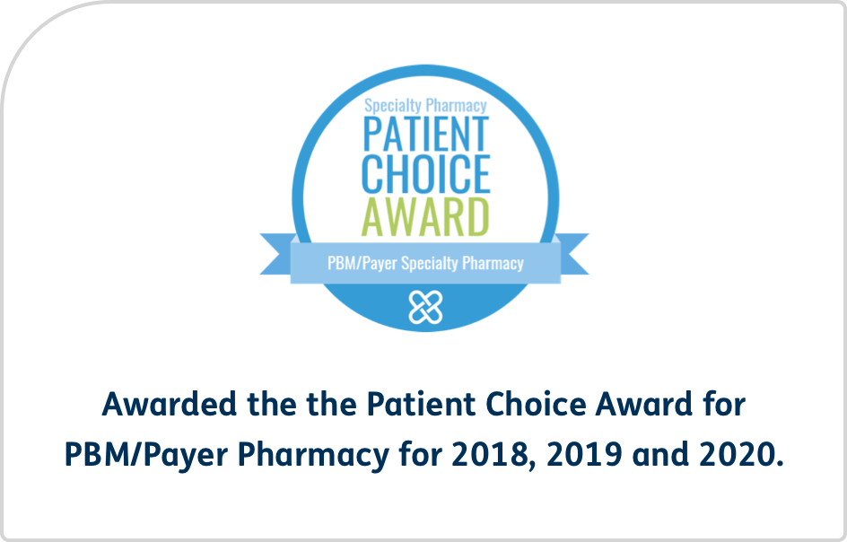 awarded the patient choice award for PBM/Payer pharmacy in 2018, 2019 and 2020